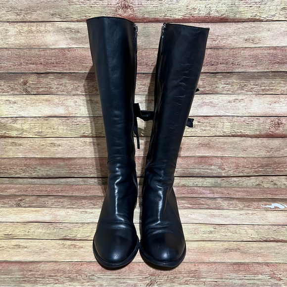 Valentino Black Leather Ascott Ribbon Tall Boots - Picture 11 of 11